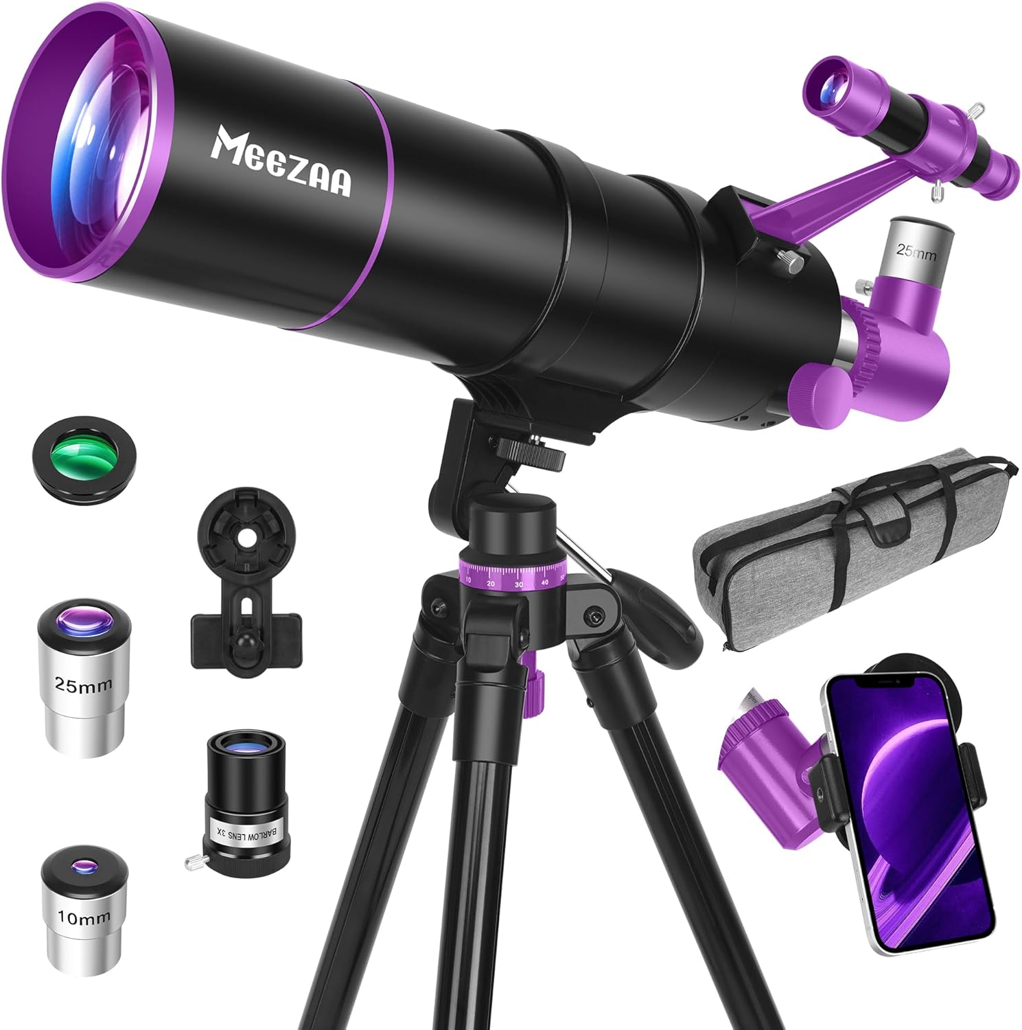MEEZAA 90×550 — Portable Refractor with Moon Filter